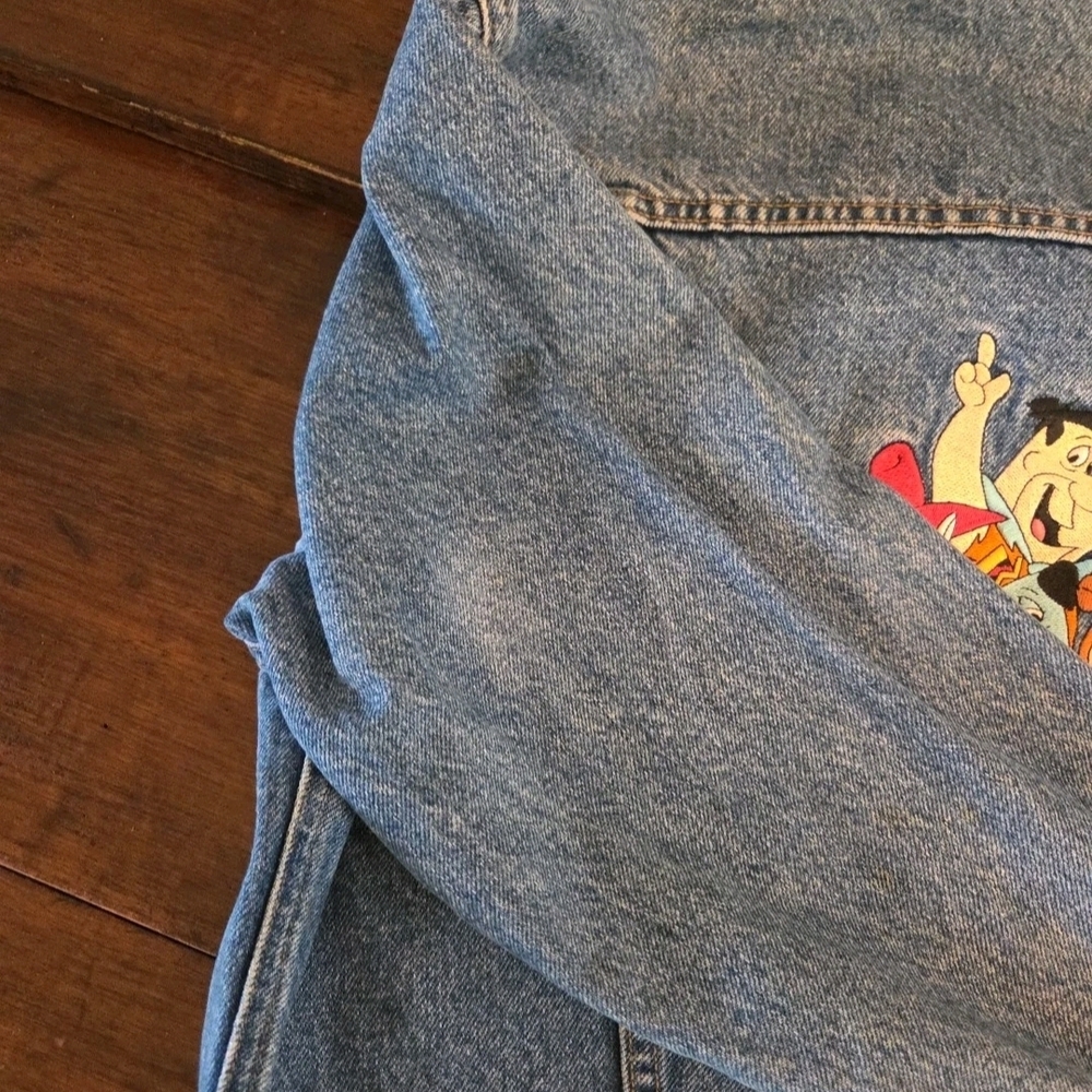 Vintage Hannah Barbera Flinstones Jetsons Scooby Doo Jean Jacket 90s Men Women - Picture 8 of 11